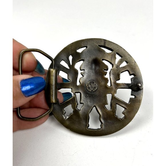 VINTAGE 1970s **HOPI DANCER** SOUTHWESTERN DESIGN BRASSTONE BELT BUCKLE - Picture 2 of 5